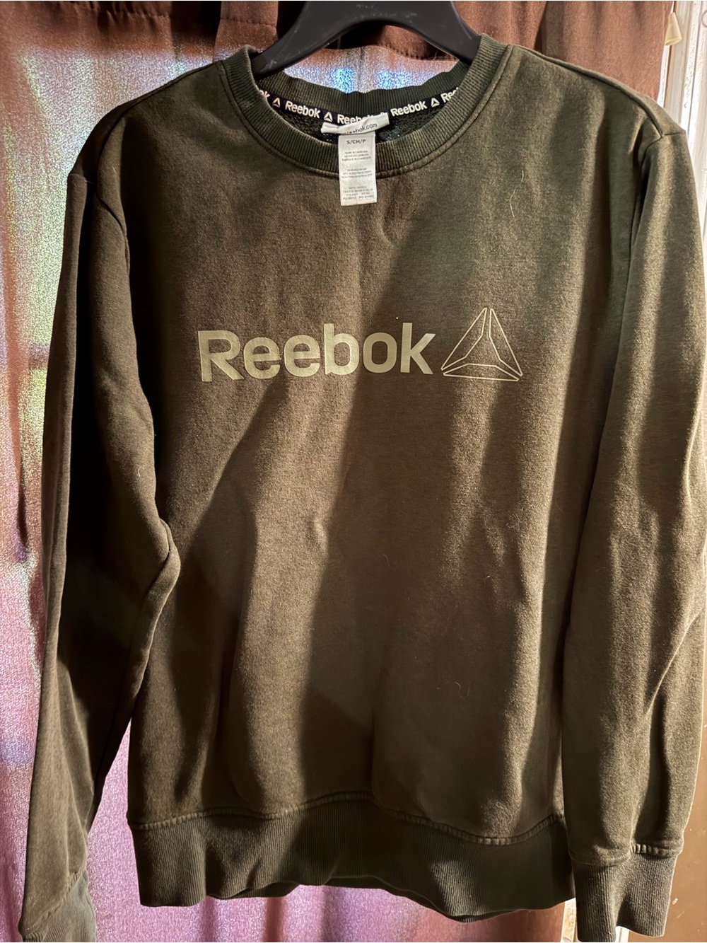 Reebok Men's Olive Crewneck Sweatshirt with Logo
